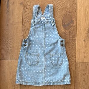 Max Studio Light Blue Polka Dot Denim Pinafore Overalls